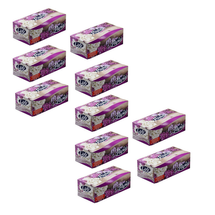 دستمال کاغذی 100 برگ پاپیا کد 010 مجموعه 10عددی