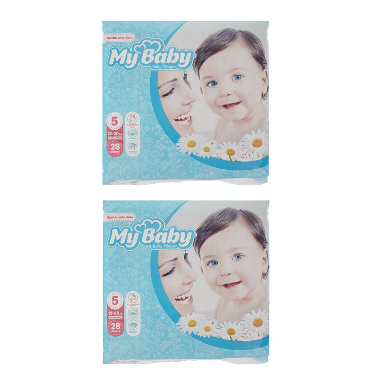 پوشک کودک مای بیبی مدل Max Care سایز 5 دو بسته 28 عددی