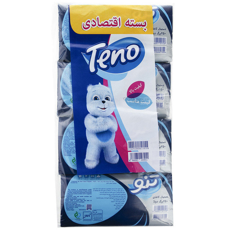 دستمال کاغذی 250 برگ تنو مدل Soft بسته 8 عددی