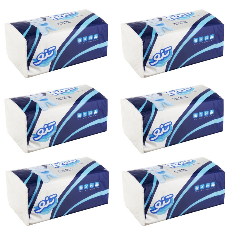 دستمال کاغذی 250 برگ تنو مدل اقتصادی بسته 6 عددی