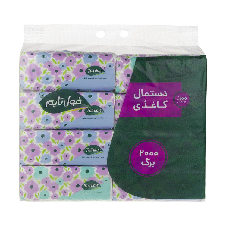 دستمال کاغذی 250 برگ فول تایم مدل اقتصادی بسته 8 عددیمدل 1