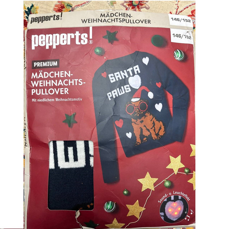 پلیور یقه گرد دخترانه پیپرتس مدل SANTA PAWS