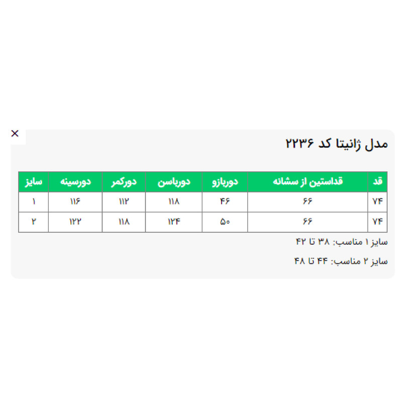 مانتو زنانه السانا مدل ژانیتا کد 223608