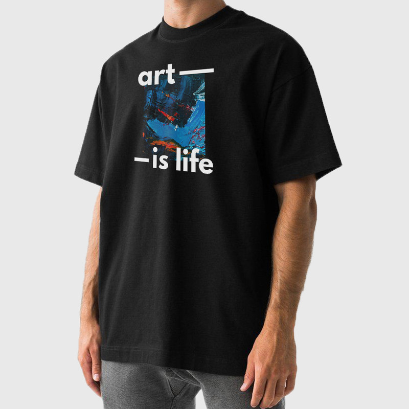 تی شرت آستین کوتاه مردانه مدل art is life ساده mo462