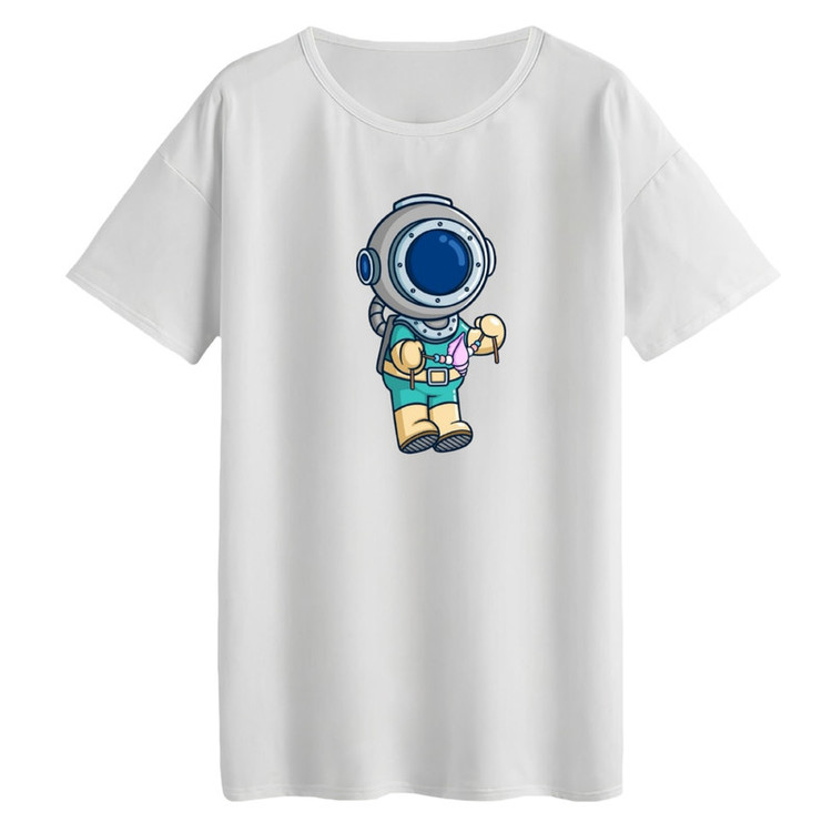 تیشرت لانگ آستین کوتاه زنانه مدل آدم فضایی کد 02