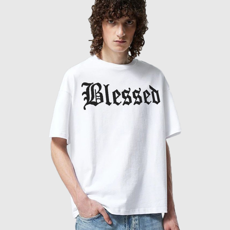تی شرت آستین کوتاه مردانه مدل blessed یونانی استایل خیابانی mo436