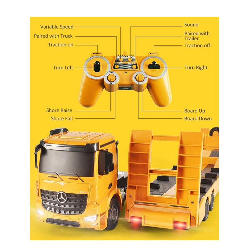 ماشین بازی کنترلی دابل ای مدل Mercedes Benz Arocs Flat Bed Trailer