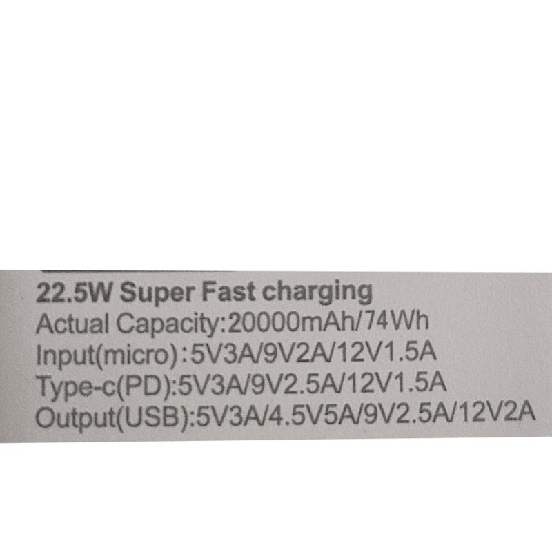 پاوربانک مدل PD22.5QC3.0 FAST ظرفیت 20000 میلی آمپر ساعت