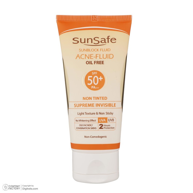 کرم ضدآفتاب بیرنگ سانسیف SPF50 مدل ACNE-FLUID مناسب پوست مختلط، حجم 50 میلیلیتر